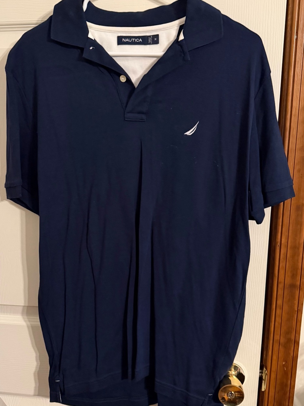 Nautica Men's Dark Navy Polo with White Logo